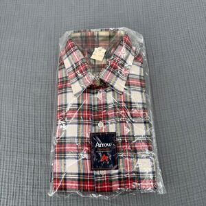 Vintage New Arrow Plaid Flannel Shirt Deadstock 80s Made Hong Kong Outdoors Work